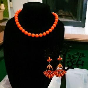 Orange set necklace and earrings